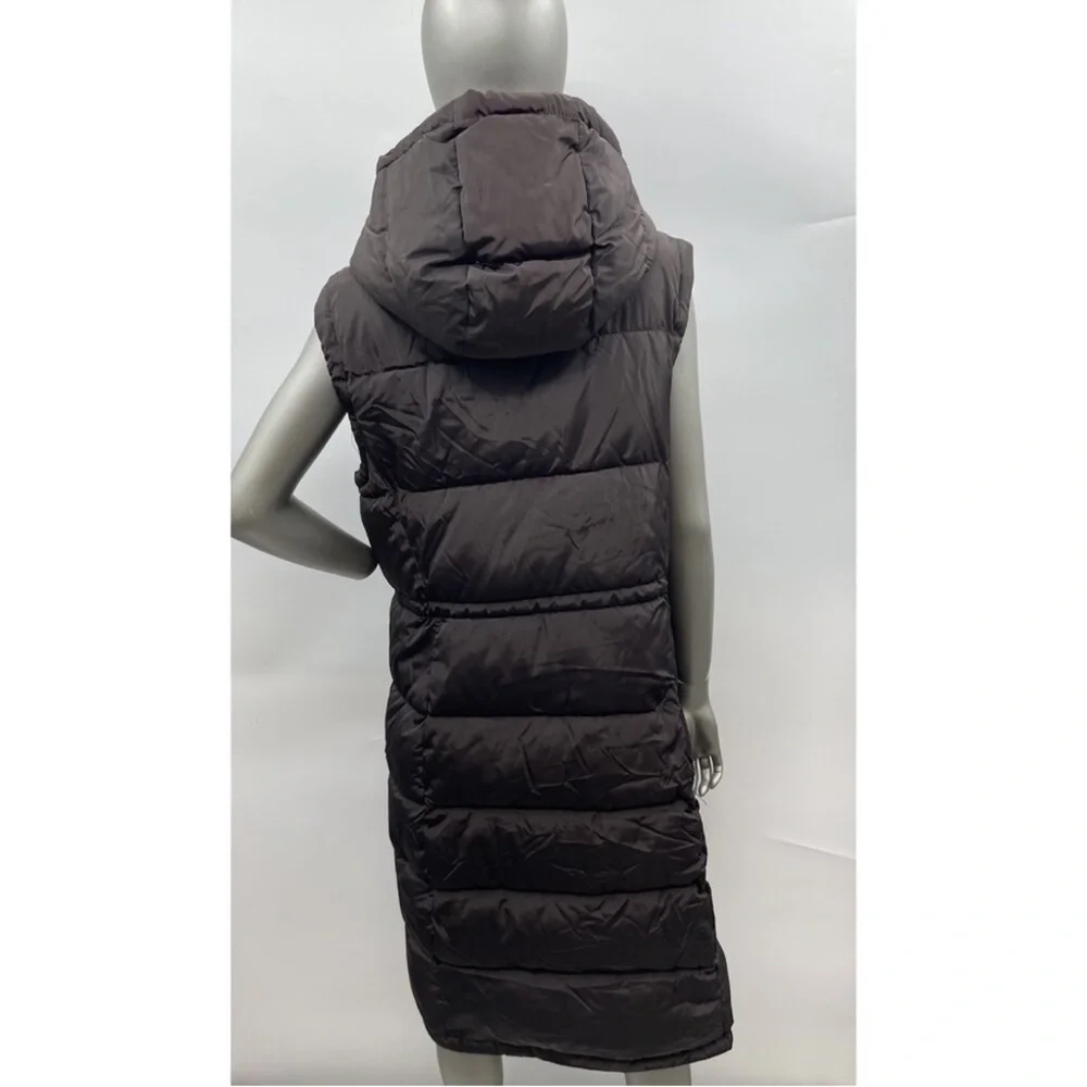 DKNY Dark Brown Hooded Puffer Vest Brown NWOT - Picture 3 of 5